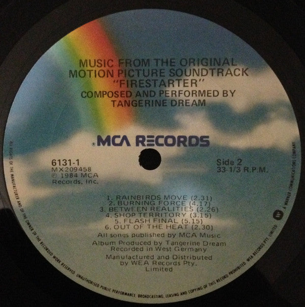 Tangerine Dream : Firestarter (Music From The Original Motion Picture Soundtrack) (LP, Album)