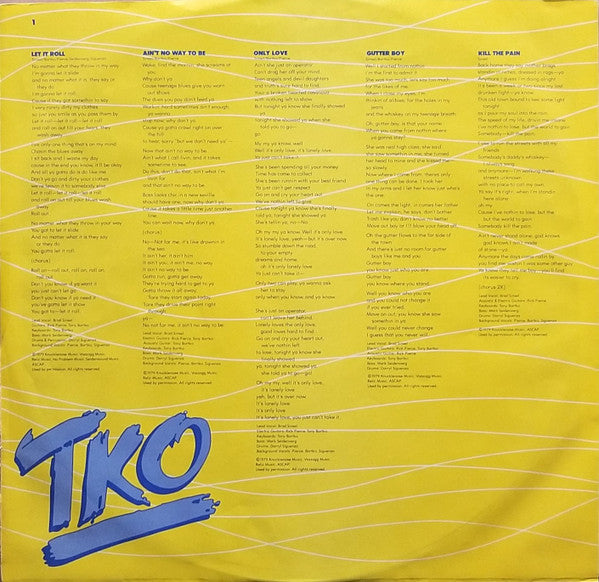 TKO (5) : Let It Roll (LP, Album, Pin)