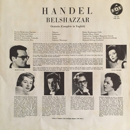 Georg Friedrich Händel - Sylvia Stahlman, Helen Raab, Heidrun Ankersen, Wilfried Jochims, Helge Birkeland, Figuralchor Der Gedächtniskirche Stuttgart, Orchestra Of The Stuttgart Kirchenmusiktage, Helmuth Rilling : Belshazzar (3xLP, Album + Box)