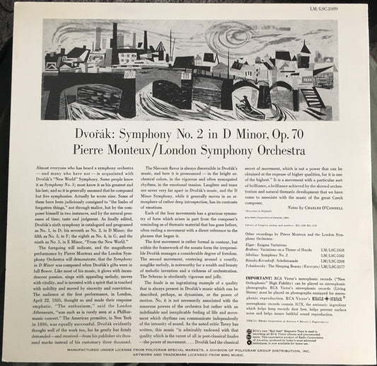 Antonín Dvořák, Pierre Monteux, London Symphony Orchestra : Symphony No. 2 (LP, 180)