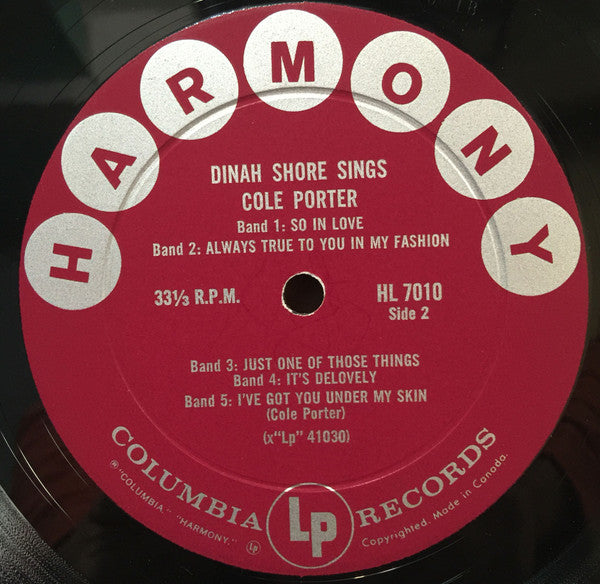 Dinah Shore : Sings Cole Porter And Richard Rodgers (LP, Mono)