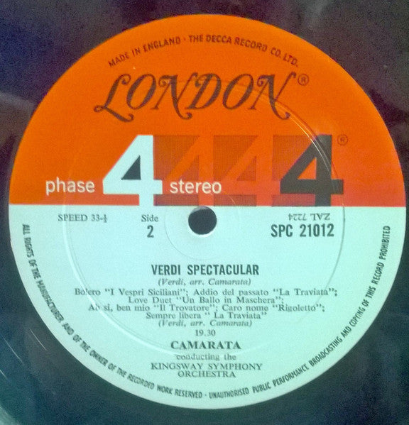 Tutti Camarata Conducting The Kingsway Symphony Orchestra : Verdi Spectacular (LP, Gat)