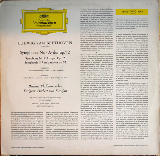Beethoven*, Berliner Philharmoniker ∙ Herbert von Karajan : Symphonie Nr. 7 (LP, RP)