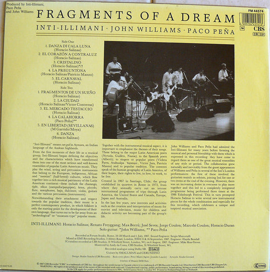 Inti Illimani - John Williams (7) - Paco Peña : Fragments Of A Dream (LP, Album)