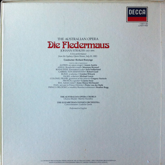 Joan Sutherland, Richard Bonynge : Die Fledermaus - The Australian Opera (2xLP, Album, Box + Box)