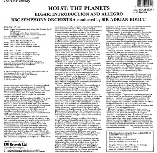 Gustav Holst, Sir Edward Elgar, Sir Adrian Boult Conducts BBC Symphony Orchestra : The Planets / Introduction & Allegro For Strings (LP, Comp, Mono)