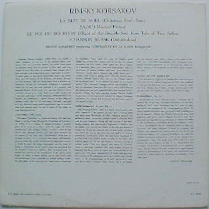 L'Orchestre De La Suisse Romande, Ernest Ansermet : Rimsky-Korsakov_La Nuit De Noel-Sadko-Le Vol Du Bourdon-Chanson Russe (LP, Album, RP)