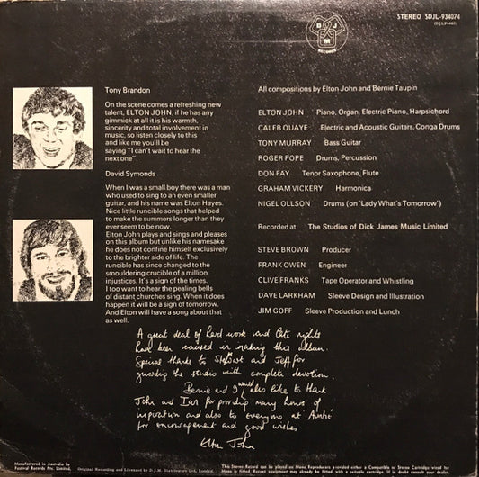 Elton John : Empty Sky (LP, Album, Tex)