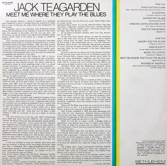 Jack Teagarden : Meet Me Where They Play The Blues (LP, Mono)