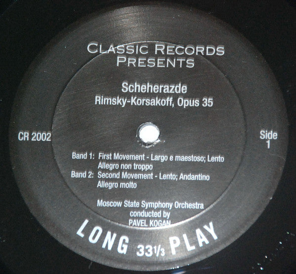 Nikolai Rimsky-Korsakov - Pavel Kogan : Scheherazade, Op. 35 (LP, Gat)