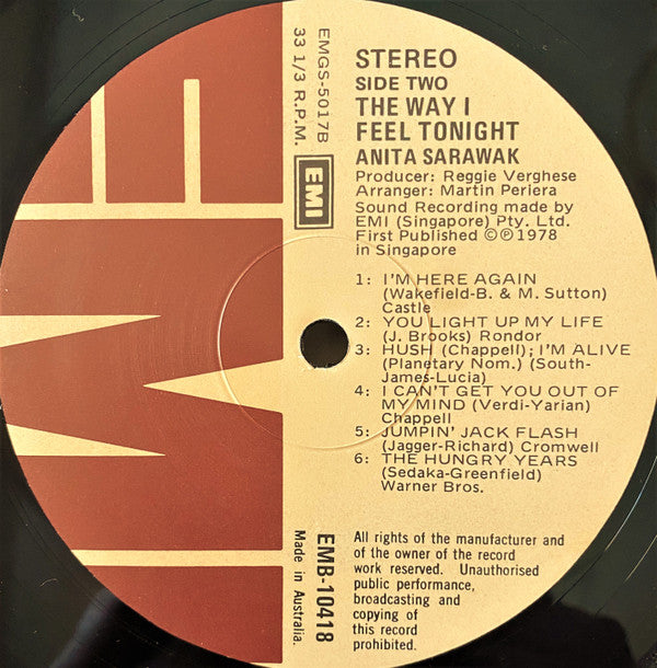 Anita Sarawak : The Way I Feel Tonight (LP)