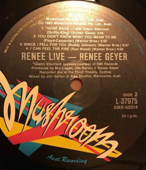 Renee Geyer : Renee Live (LP, Album, Gat)