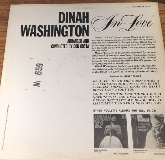 Dinah Washington : In Love (LP, Album, RP)