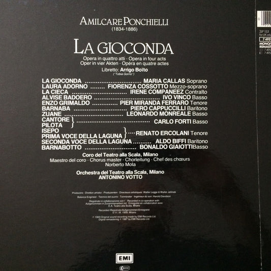 Amilcare Ponchielli - Maria Callas, Fiorenza Cossotto, Irene Companeez, Pier Miranda Ferraro, Ivo Vinco, Piero Cappuccilli, Orchestra Del Teatro Alla Scala e Coro Del Teatro Alla Scala, Antonino Votto : La Gioconda (2xLP, Album, Mono, RE, RM + Box)