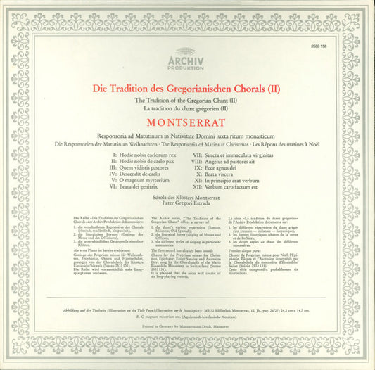 Escolanía De Montserrat / Gregori Estrada : Gregorianischer Choral (LP, Gat)