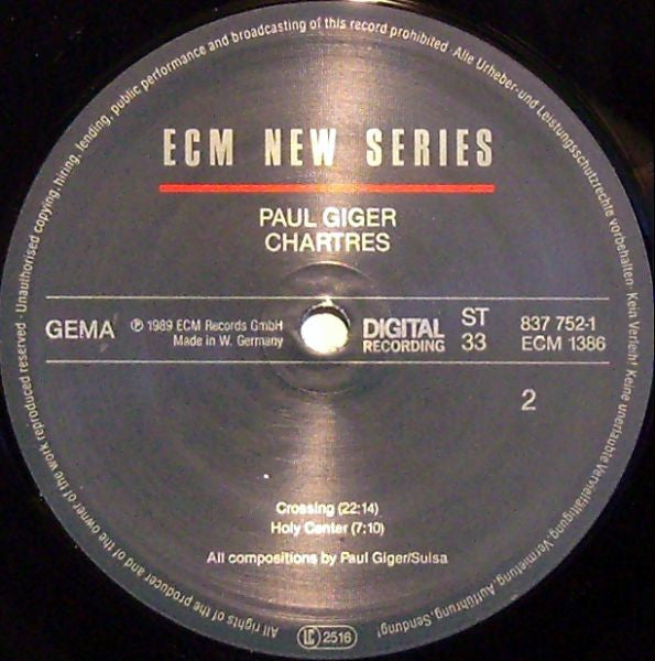 Paul Giger : Chartres (LP, Album)