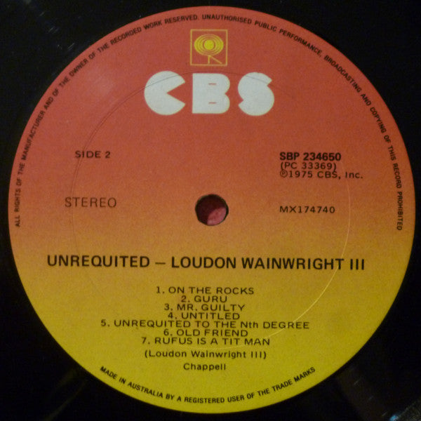 Loudon Wainwright III : Unrequited (LP, Album)