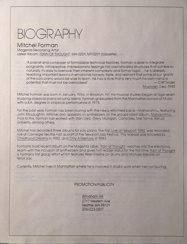 Mitchel Forman : Train Of Thought (LP, Album)