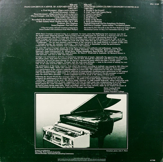 Edvard Grieg, Percy Grainger, Sydney Symphony Orchestra, John Hopkins (11), Leopold Stokowski And His Symphony Orchestra : Concerto In A Minor, Op. 16 / Stokowski Conducts Percy Grainger Favourites (LP, Comp)