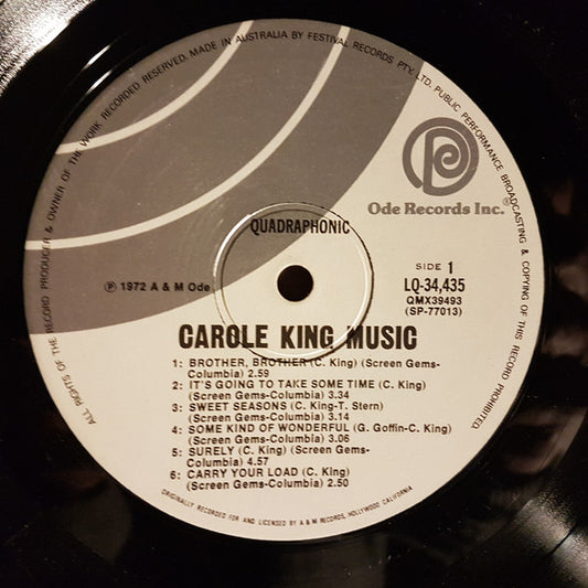 Carole King : Music (LP, Album, Quad, RP, Gat)