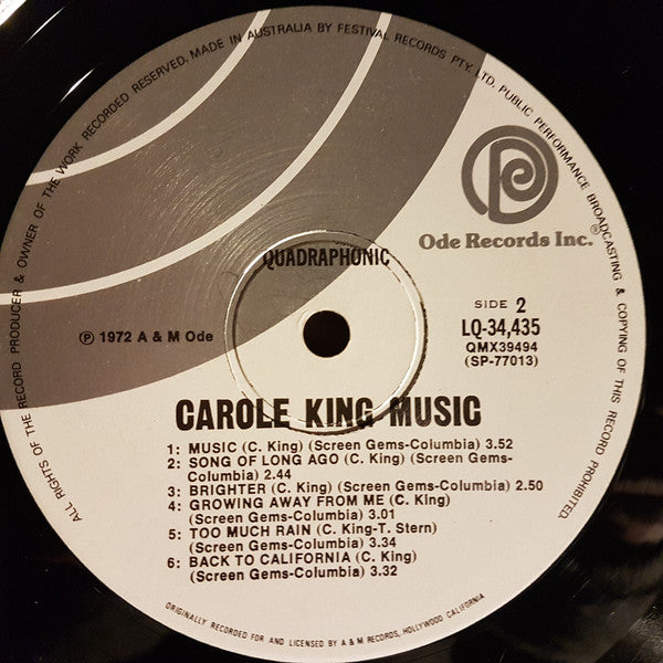 Carole King : Music (LP, Album, Quad, RP, Gat)