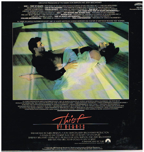Various : Thief Of Hearts (Original Motion Picture Soundtrack) (LP, Album)