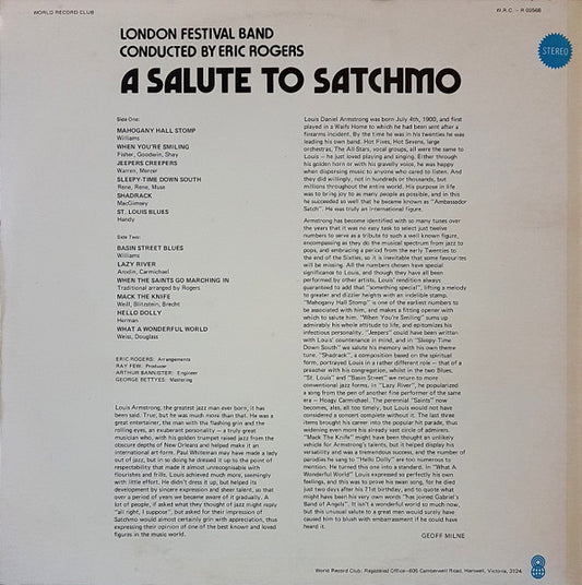 London Festival Band Conducted By Eric Rogers (2) : A Salute To Satchmo (A Tribute To Satchmo) (LP, Album, Club)