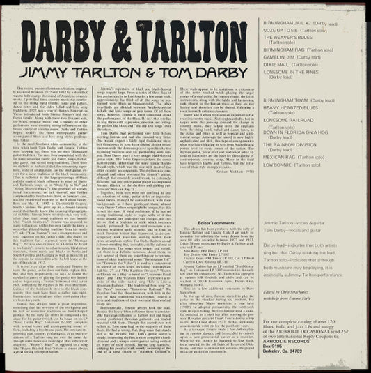 Darby & Tarlton : Jimmy Tarlton & Tom Darby (LP, Comp)