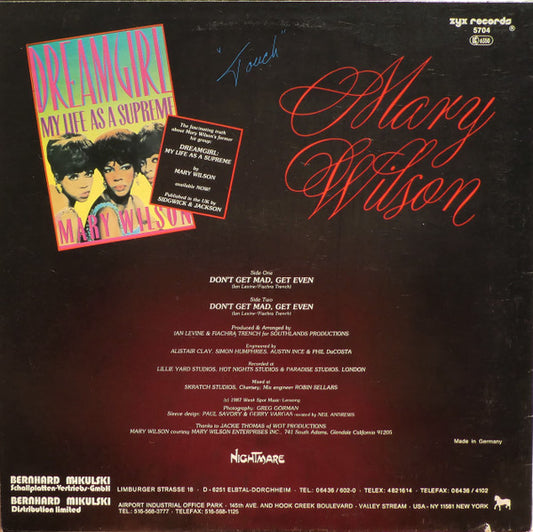 Mary Wilson : Don't Get Mad, Get Even (12")