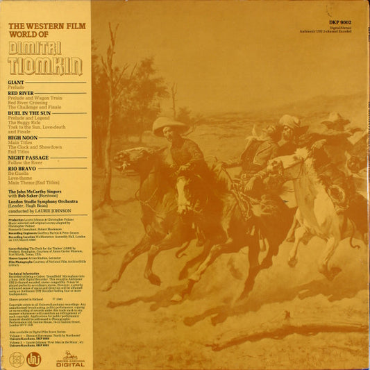 Dimitri Tiomkin, The John McCarthy Singers With The London Studio Symphony Orchestra* Conducted By Laurie Johnson : The Western Film World Of Dimitri Tiomkin (LP, Album, Amb)