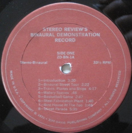Unknown Artist : Stereo Review’s Binaural Demonstration Record (LP)