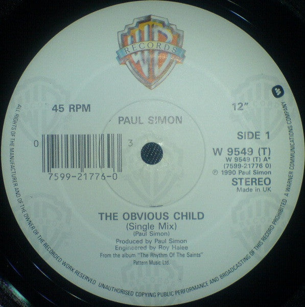 Paul Simon : The Obvious Child (12", Single)