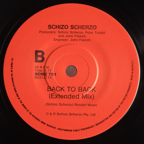 Schizo Scherzo : Back To Back (7")