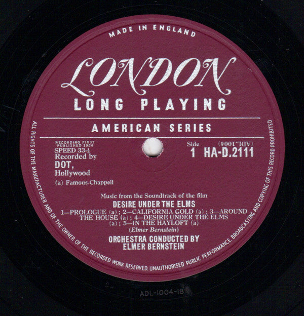 Elmer Bernstein : Desire Under The Elms (LP, Album)