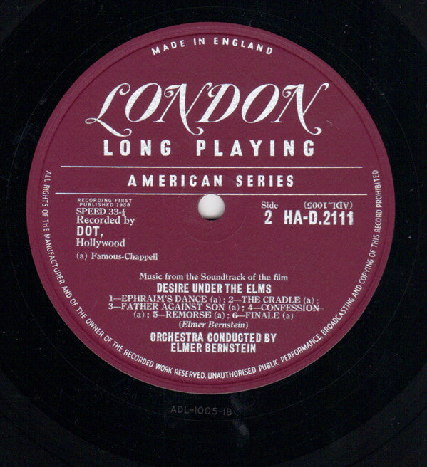 Elmer Bernstein : Desire Under The Elms (LP, Album)