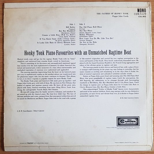John Gordy : The Father Of Honky Tonk (LP, Album, Mono, Yel)