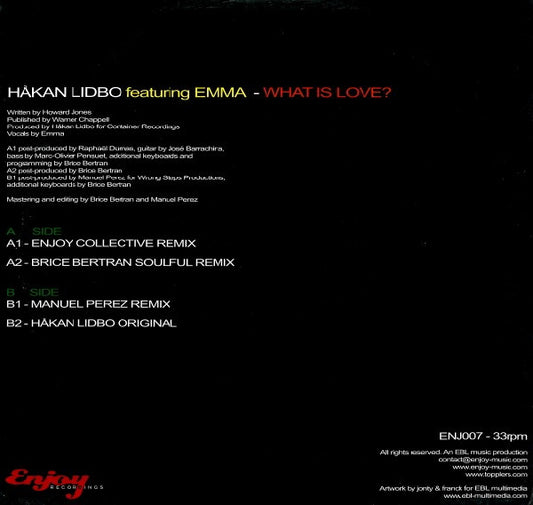 Håkan Lidbo Featuring Emma Holmgren : What Is Love? (12")