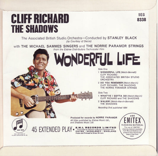 Cliff Richard & The Shadows : Wonderful Life (7", EP, Mono)
