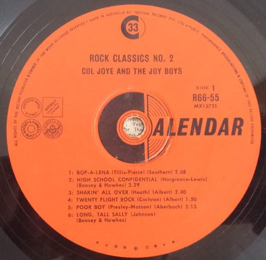 Col Joye And The Joy Boys : Rock Classics No. 2 (LP, Album, Mono, RE)