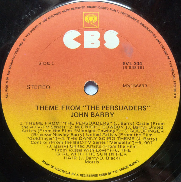 John Barry : Theme From The Persuaders! (LP, Comp, Mono)