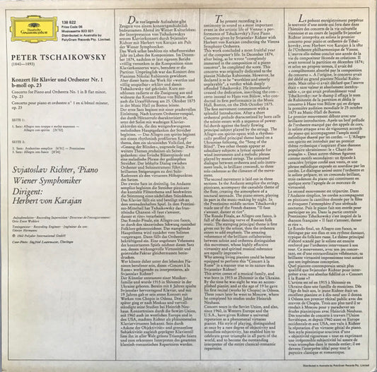 Pyotr Ilyich Tchaikovsky : Piano Concerto No.1 In B Flat Minor (LP, RE)