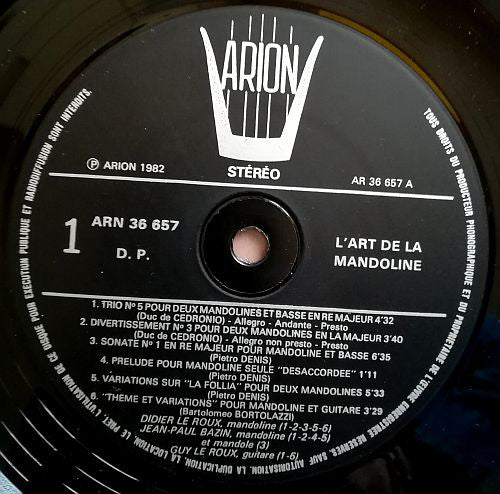 Mandolins L'Orchestre De L'Estudiantina De I'lle De France : L'Art De La Mandoline (LP)