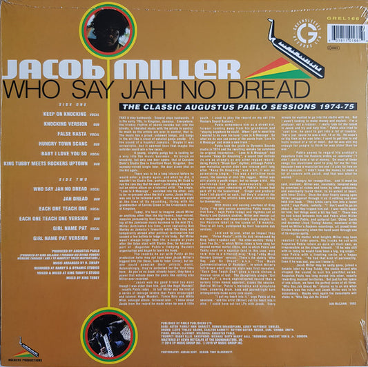 Jacob Miller : Who Say Jah No Dread (The Classic Augustus Pablo Sessions 1974-75) (LP, Comp, RE)