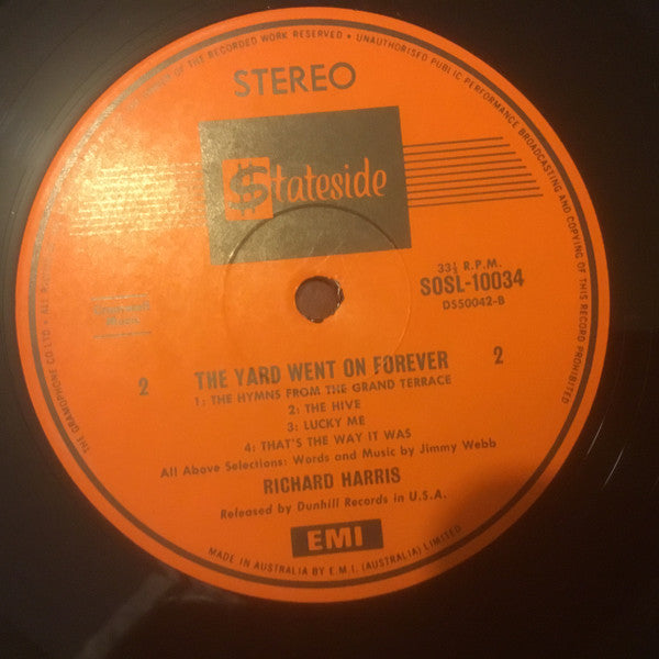 Richard Harris : The Yard Went On Forever... (LP, Album, Mon)