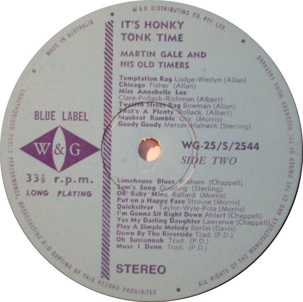 Martin Gale's "Old-Timers" : It's Honky Tonk Time! (LP)