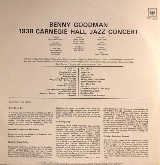 Benny Goodman : The Famous 1938 Carnegie Hall Jazz Concert (2xLP, Album)