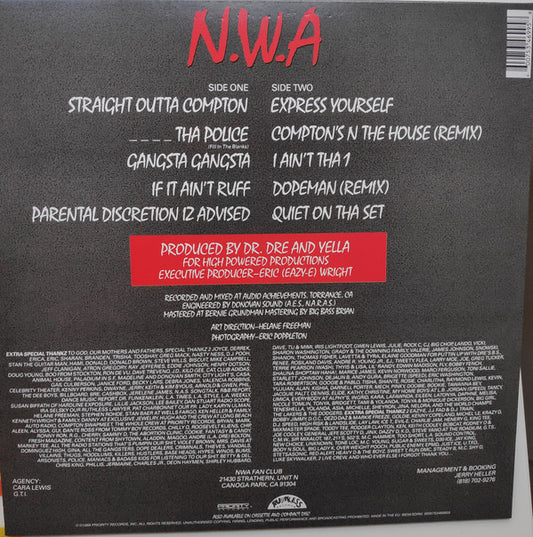 N.W.A. : Straight Outta Compton (LP, Album, RE, RP, MPO)