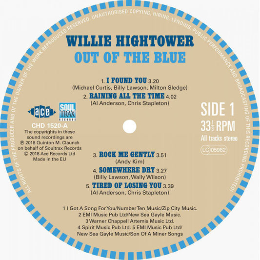 Willie Hightower : Out Of The Blue (LP)