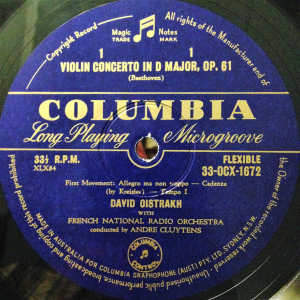 Ludwig Van Beethoven / David Oistrach With Orchestre National De France Conducted By André Cluytens : Violin Concerto In D Major, Op. 61 (LP, Album, Mono)