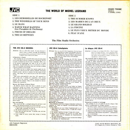 The Film Studio Orchestra : The World Of Michel Legrand (LP, Album, Quad)